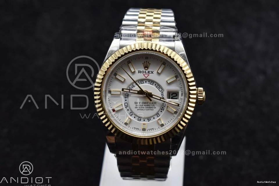 SS Best Noob A23J Skydweller On SS YG White Bracelet 1113 Edition EasyCare YG Dial 1202